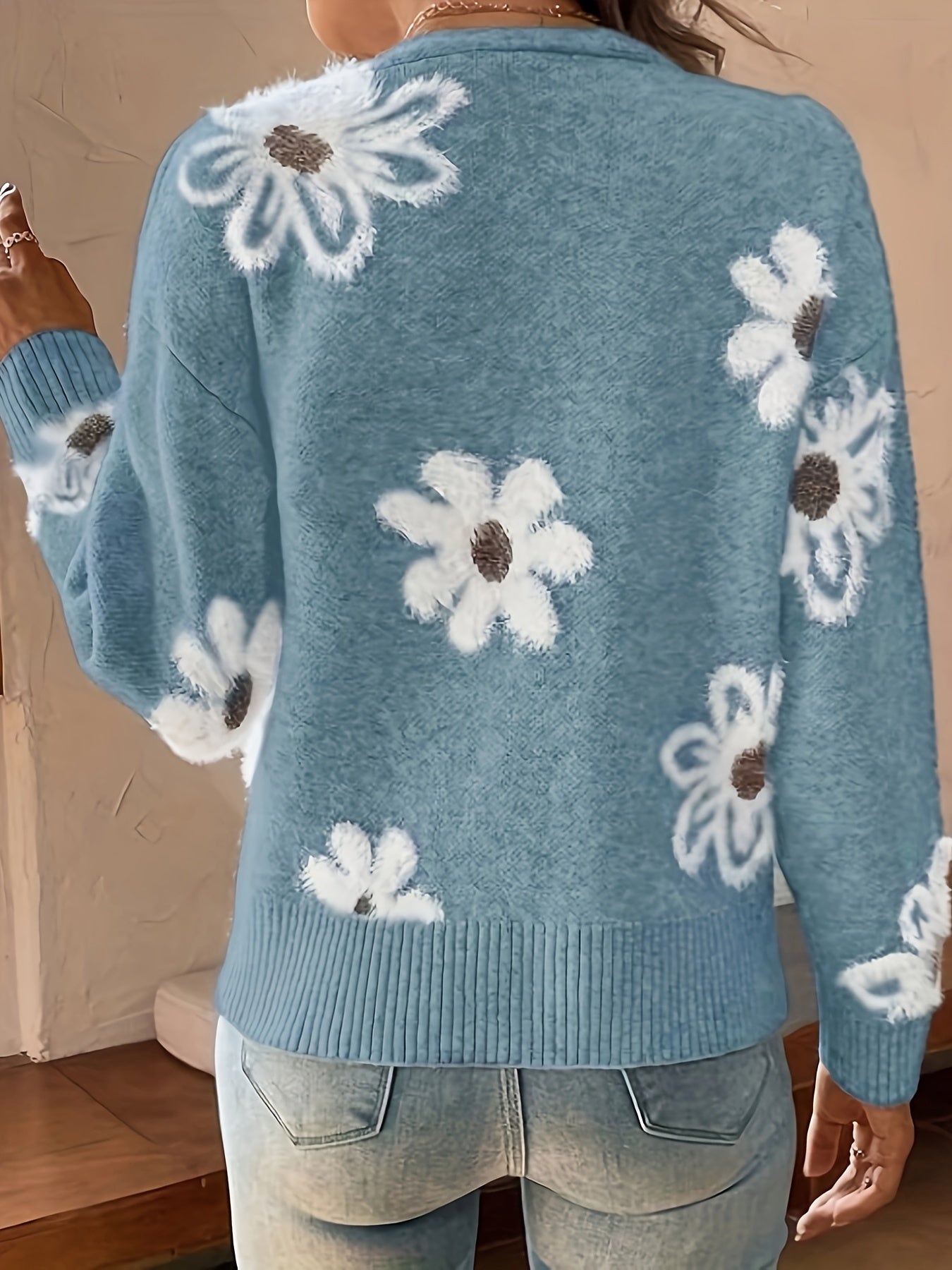 Pascale | Cardigan en Maille avec Motif Floral