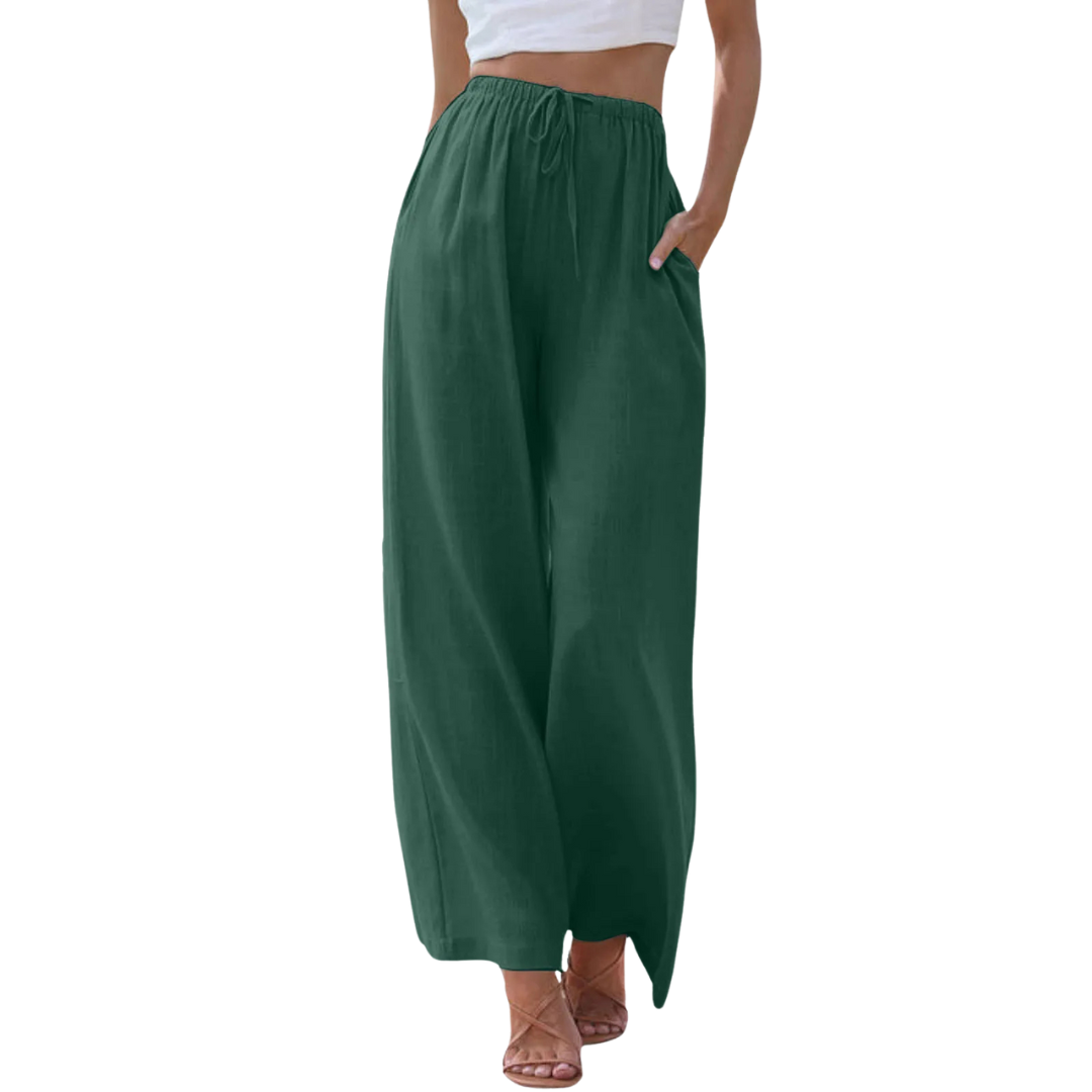 Clémence | Pantalon confort à jambe large et taille haute