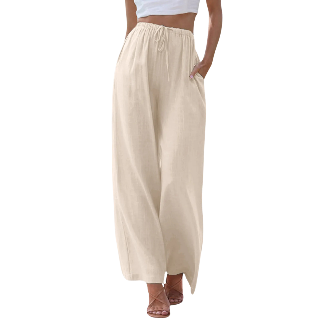 Blanche | Pantalon taille haute à jambes larges