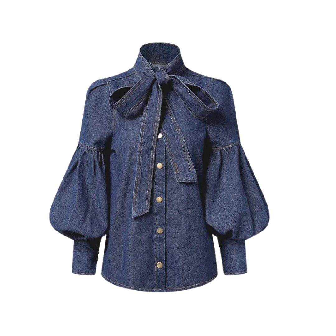 Fernande | Blouse Élégante à Col Montant et Nœud