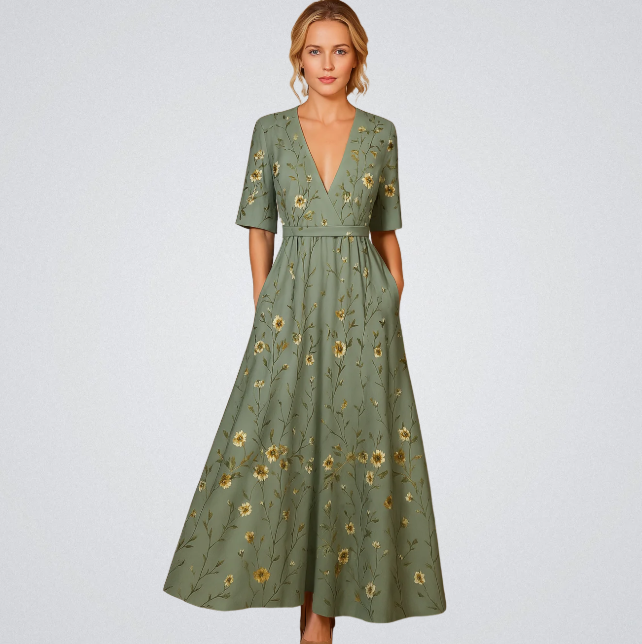 Elisa - Elegante Wikkeljurk met Bloemen