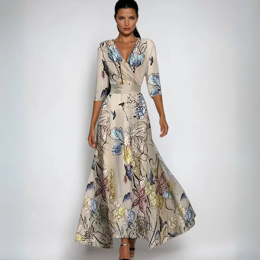 Elisa - Elegante Wikkeljurk met Bloemen