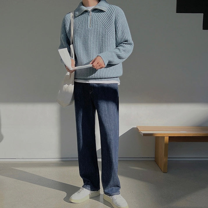 Laurent™ | Pull Azure à quart de zip