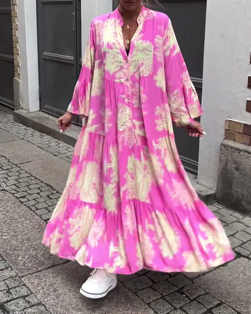 Corine™ | Robe Fluide Élégante à Imprimé Naturel