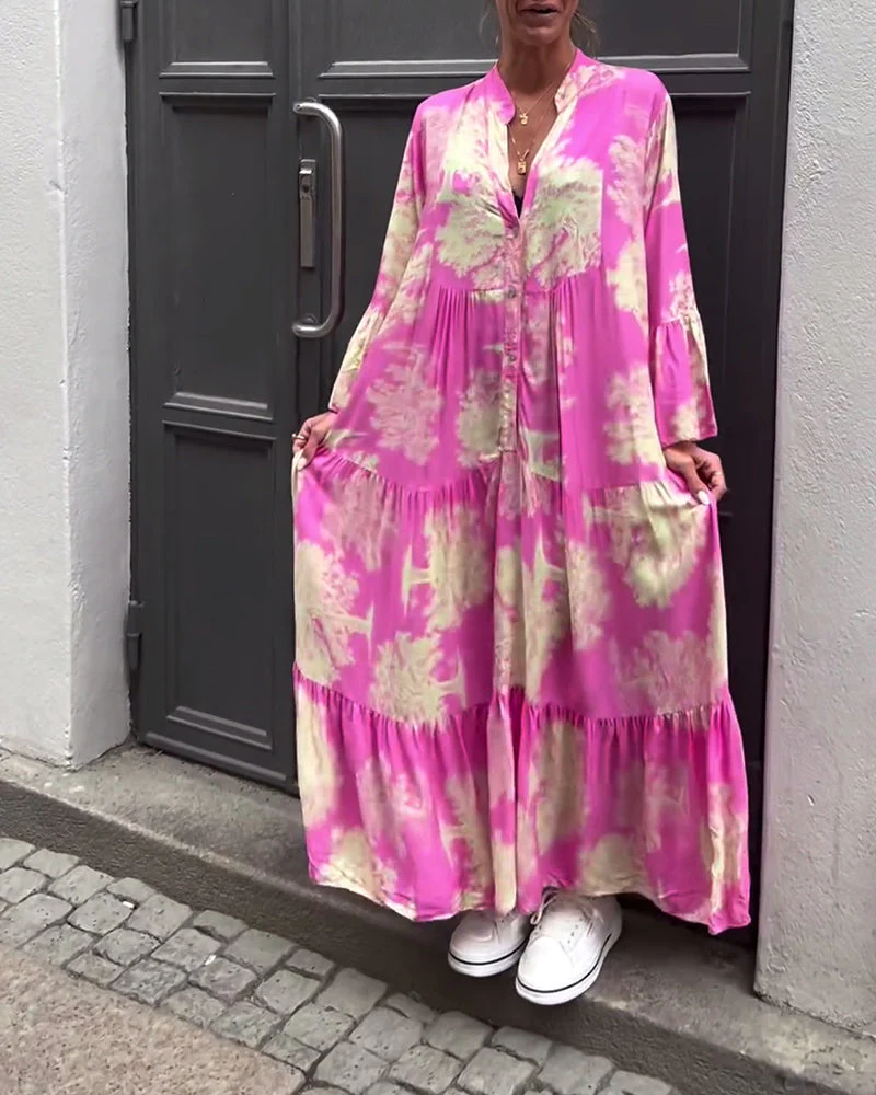 Corine™ | Robe Fluide Élégante à Imprimé Naturel