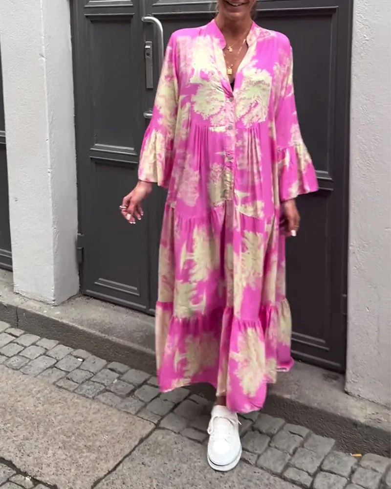 Corine™ | Robe Fluide Élégante à Imprimé Naturel
