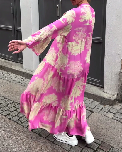 Corine™ | Robe Fluide Élégante à Imprimé Naturel