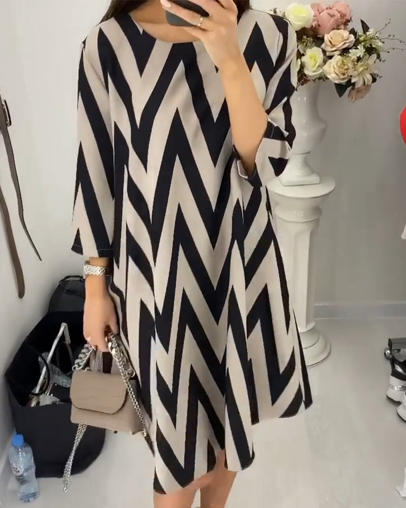Lovenza - Damesjurk met losse mouwen en zigzagpatroon