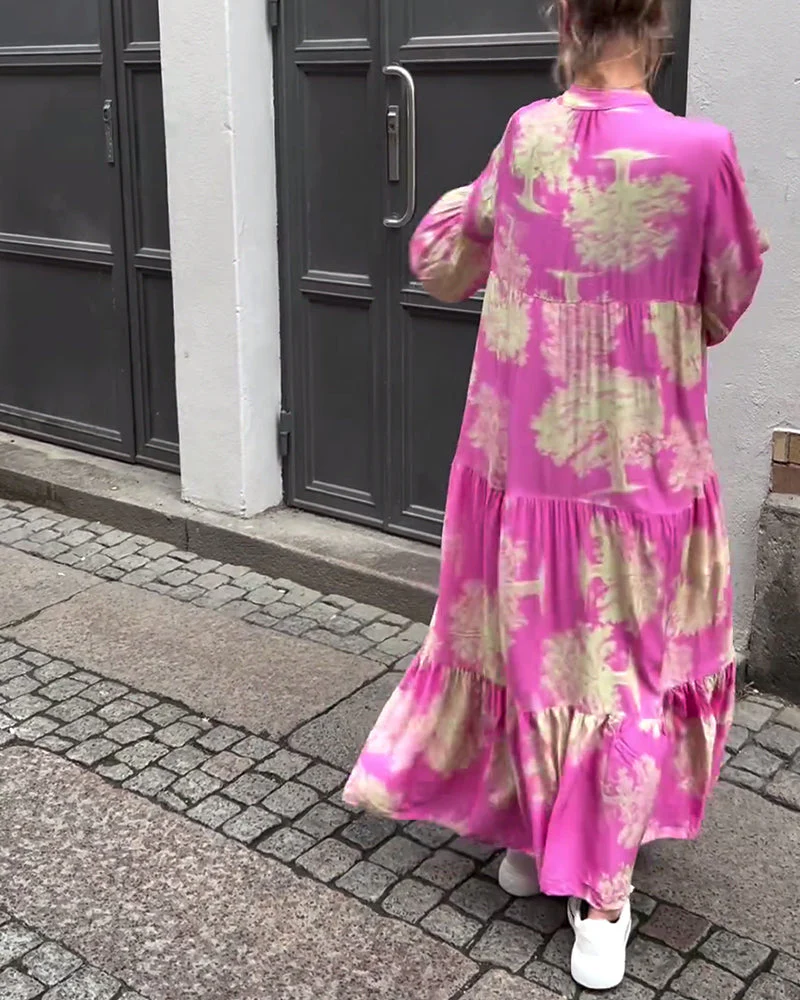 Corine™ | Robe Fluide Élégante à Imprimé Naturel