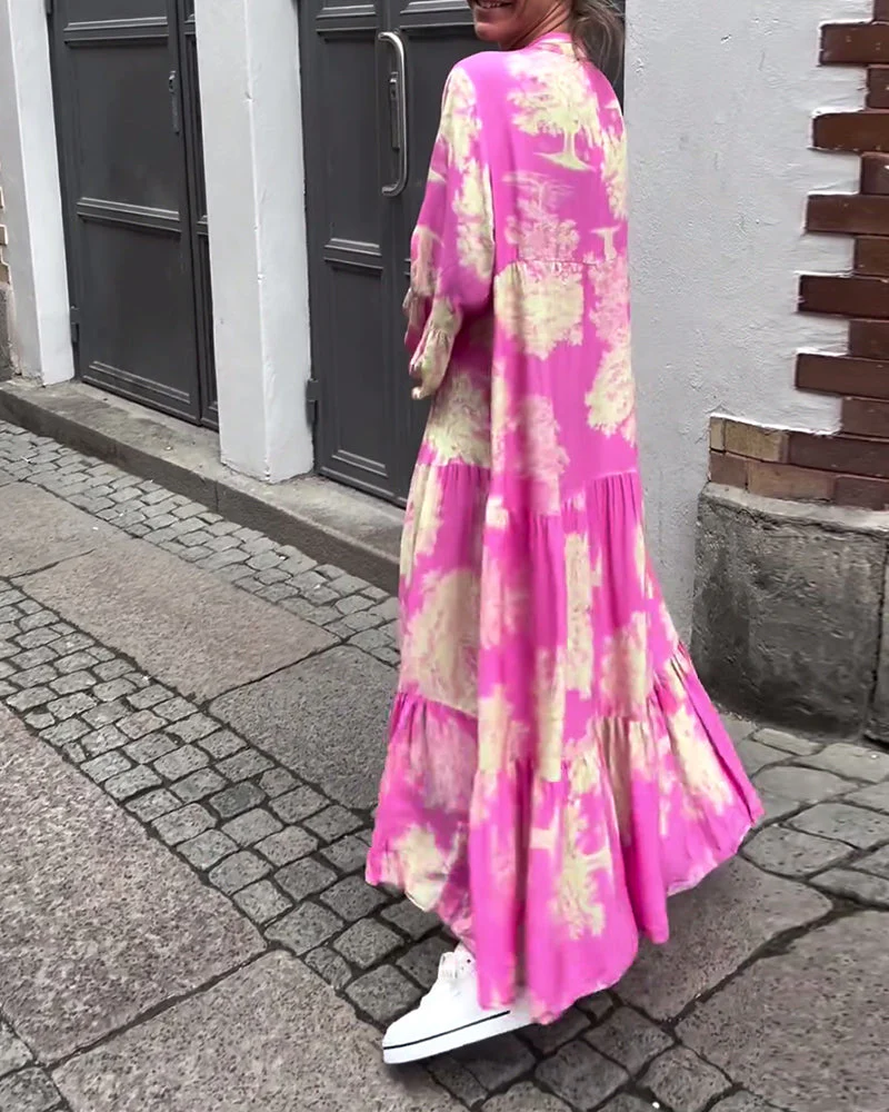 Corine™ | Robe Fluide Élégante à Imprimé Naturel