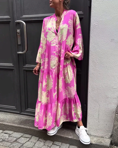 Corine™ | Robe Fluide Élégante à Imprimé Naturel