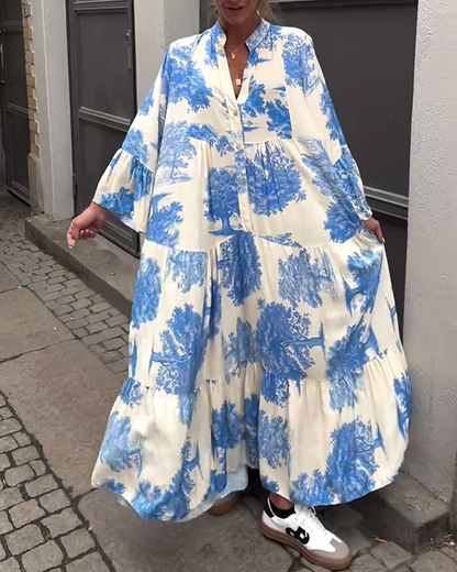 Corine™ | Robe Fluide Élégante à Imprimé Naturel