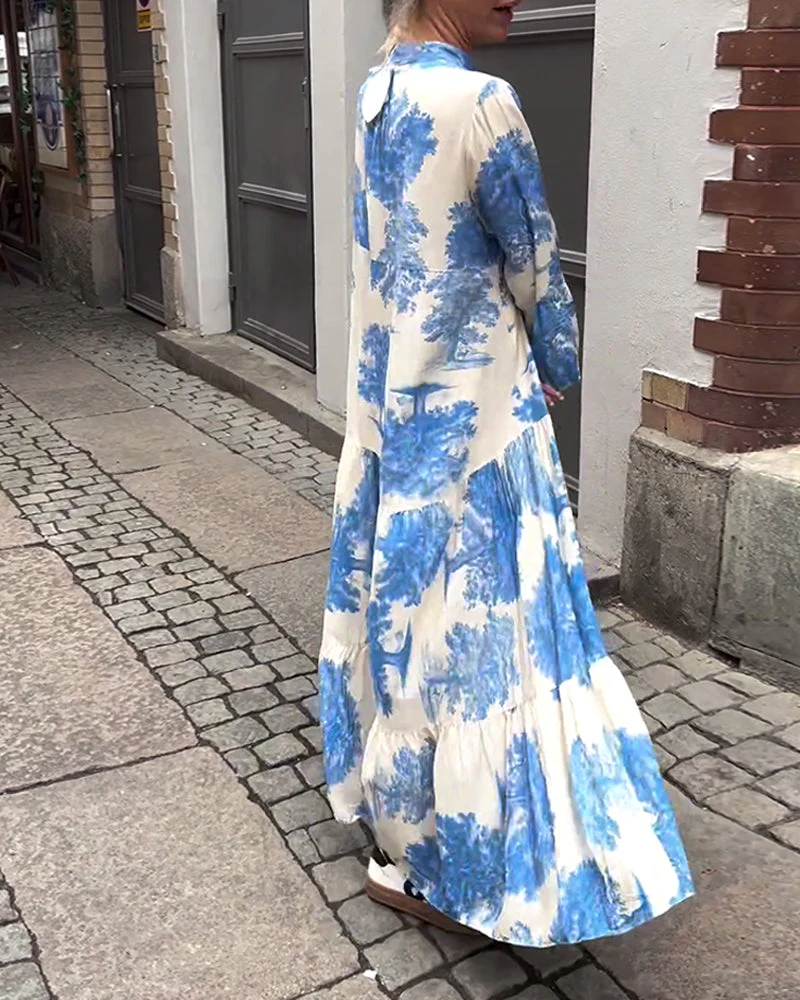 Corine™ | Robe Fluide Élégante à Imprimé Naturel