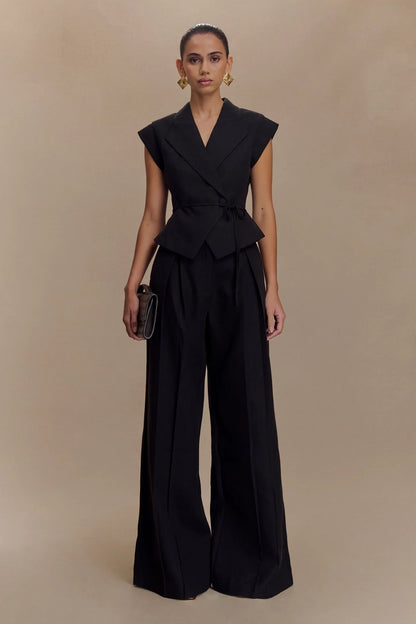 Camille – Ensemble en lin deux pièces à nouer, coupe tailleur féminine