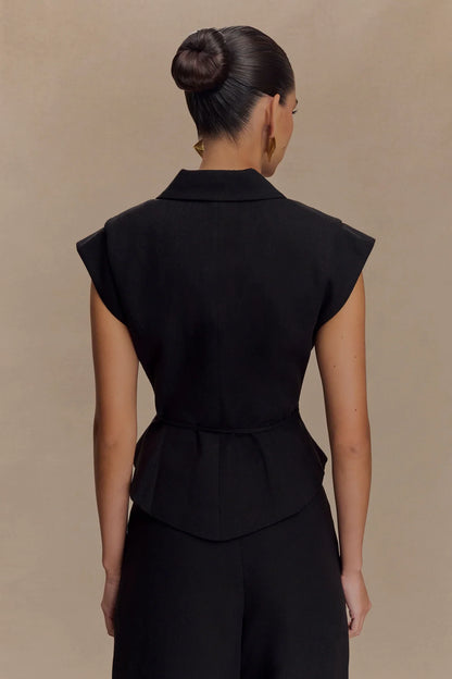 Camille – Ensemble en lin deux pièces à nouer, coupe tailleur féminine