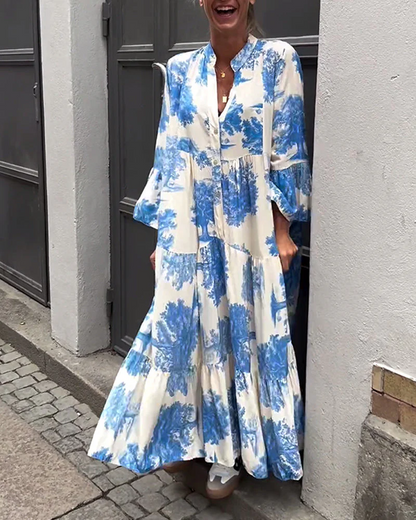 Corine™ | Robe Fluide Élégante à Imprimé Naturel
