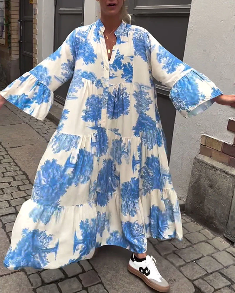 Corine™ | Robe Fluide Élégante à Imprimé Naturel