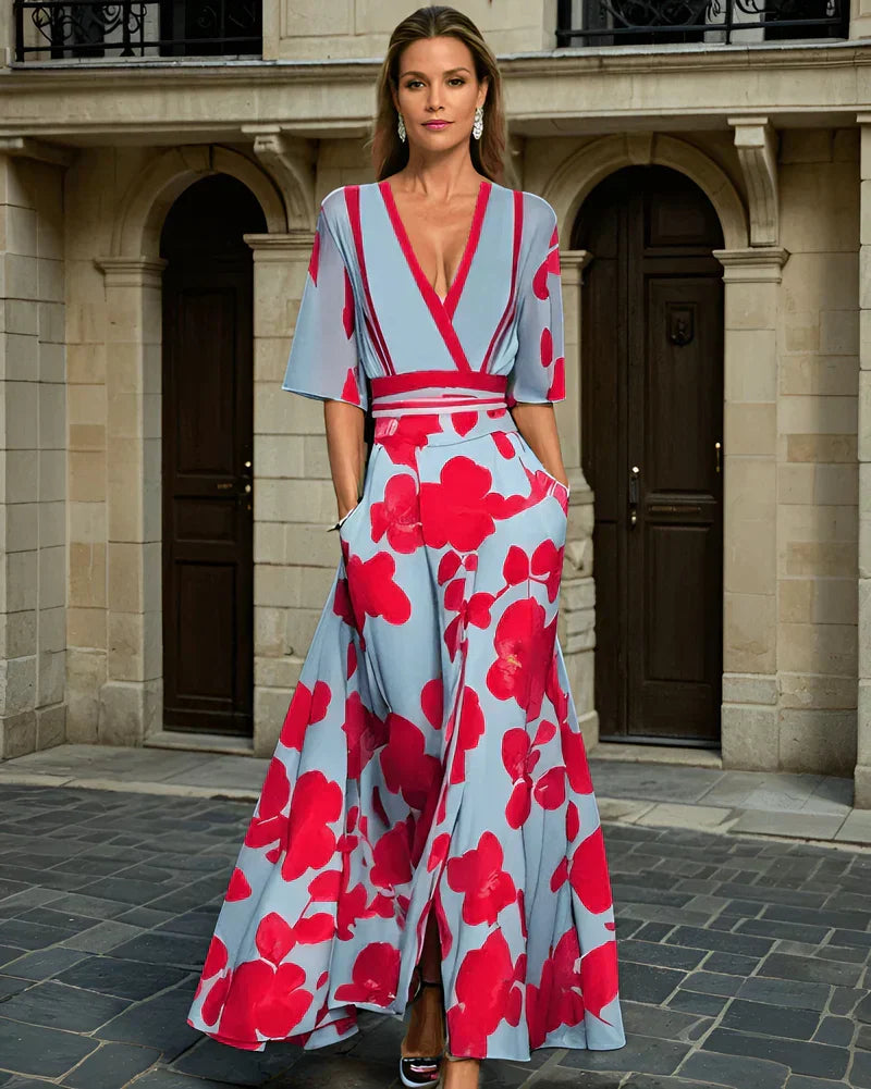 Elisa - Elegante Wikkeljurk met Bloemen