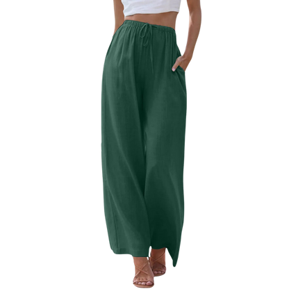 Clémence | Pantalon confort à jambe large et taille haute