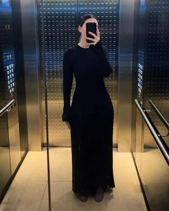 Sara - Herfst Nieuwe Trui Midi-jurk met Mouwen