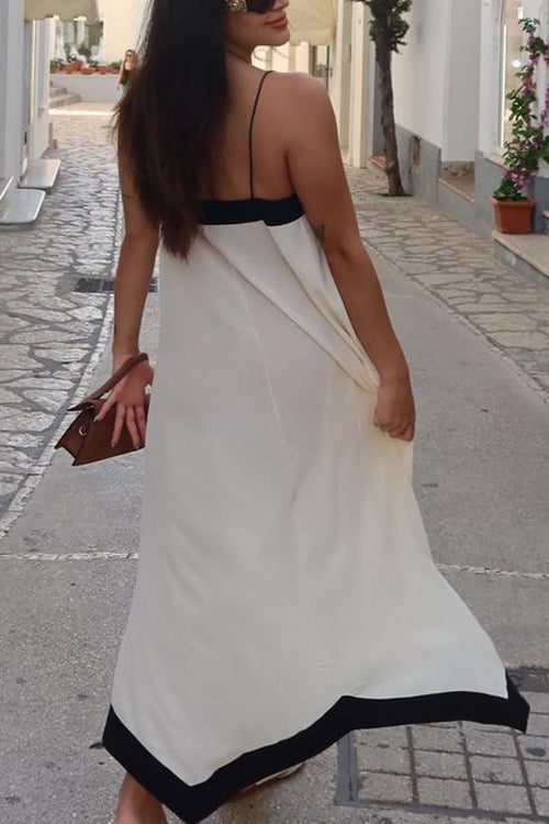Lora - Spaghetti-band V-hals Maxi-jurk