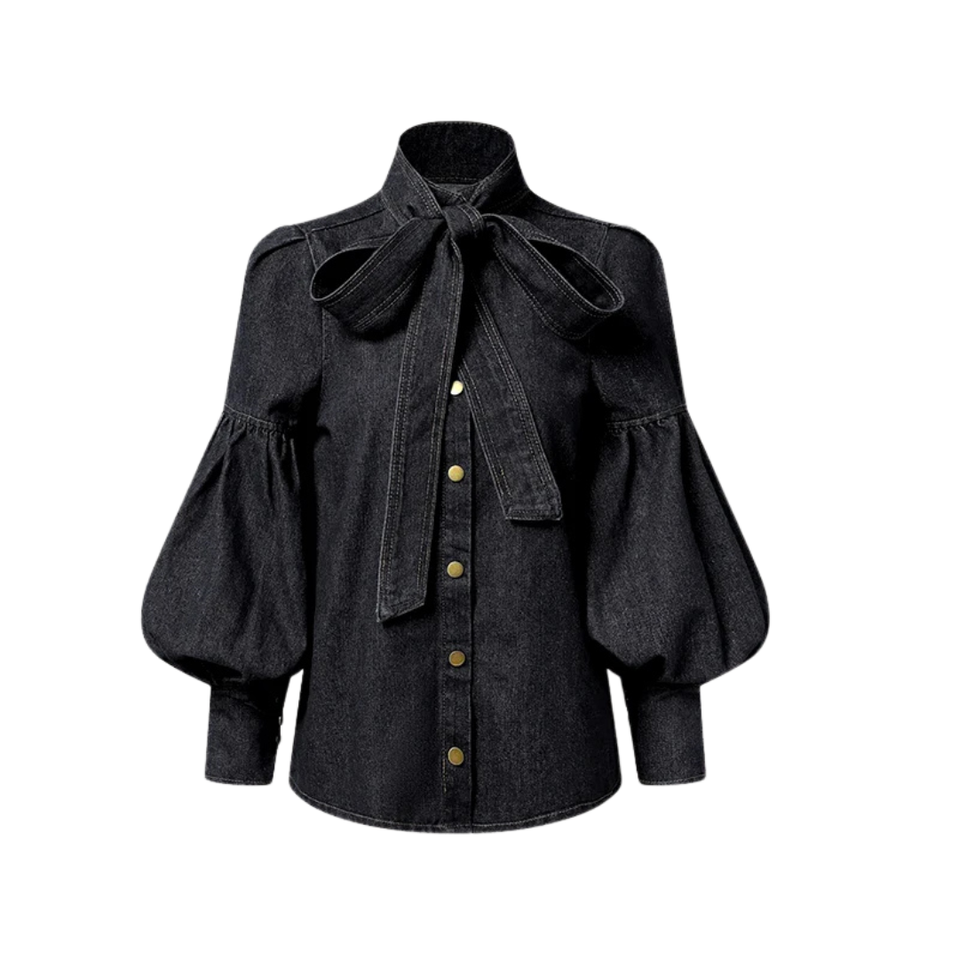 Fernande | Blouse Élégante à Col Montant et Nœud