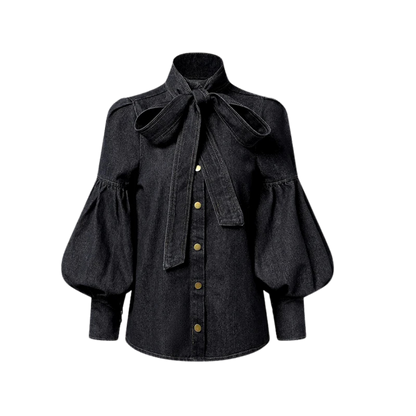 Fernande | Blouse Élégante à Col Montant et Nœud