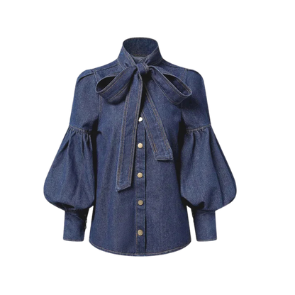 Fernande | Blouse Élégante à Col Montant et Nœud