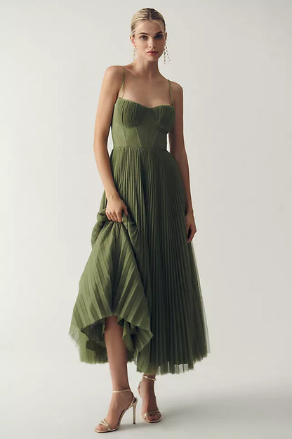 Elara™ | Plissé Tulle Jurk met Korset
