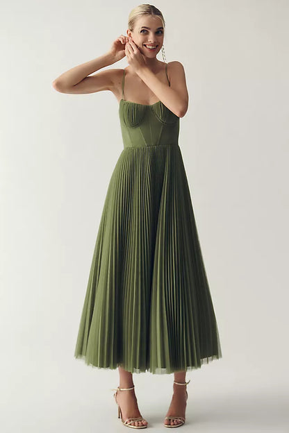 Elara™ | Plissé Tulle Jurk met Korset