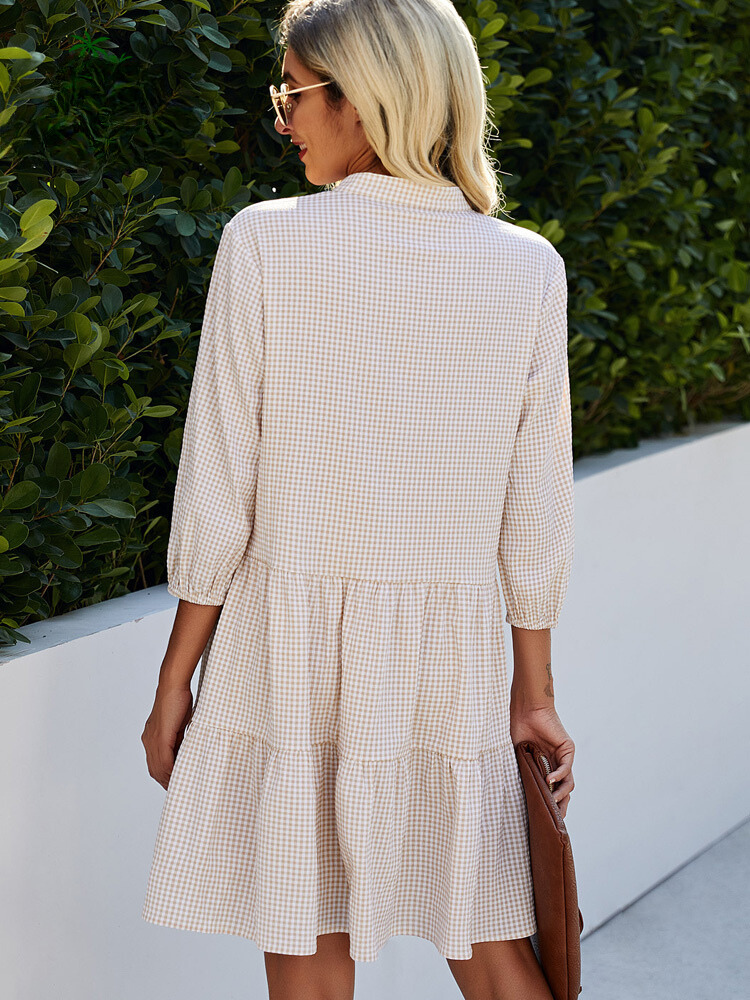 Emy - Ruitpatroon Cardigan Jurk