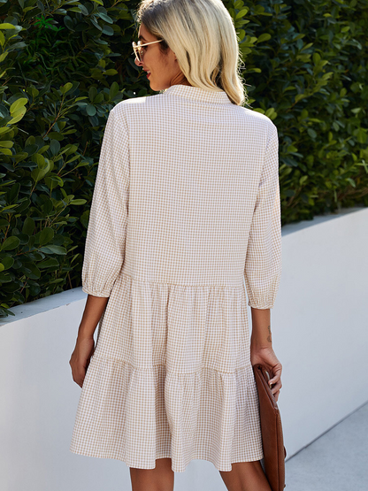 Emy - Ruitpatroon Cardigan Jurk