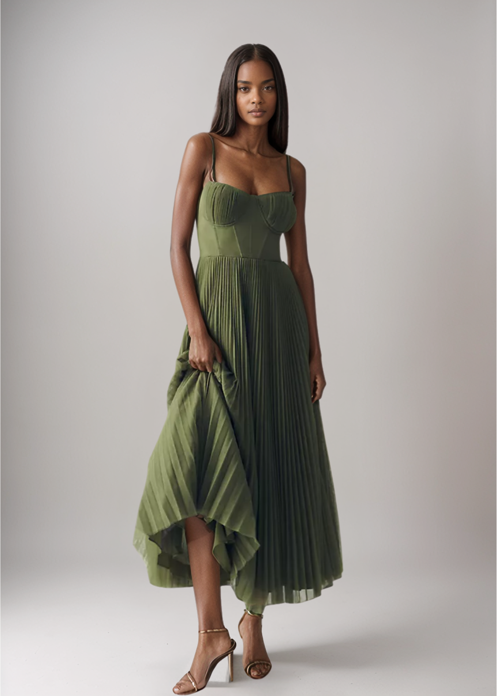 Elara™ | Plissé Tulle Jurk met Korset