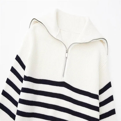 Laurent™ | Pull zippé rayé