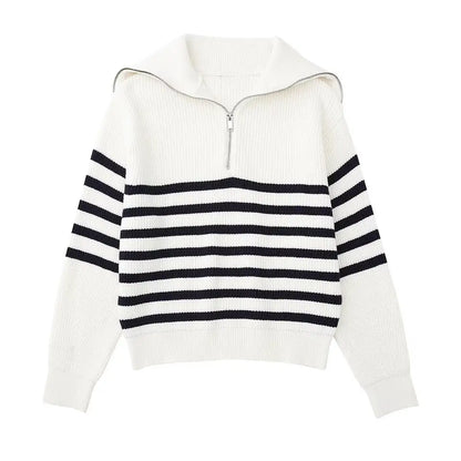 Laurent™ | Pull zippé rayé