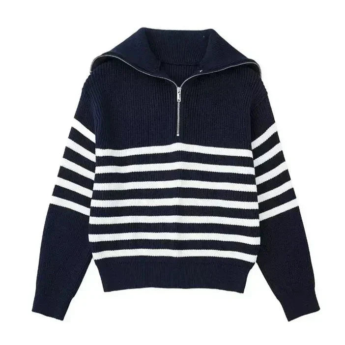Laurent™ | Pull zippé rayé