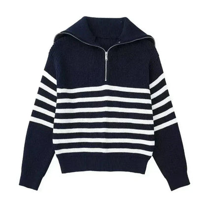 Laurent™ | Pull zippé rayé