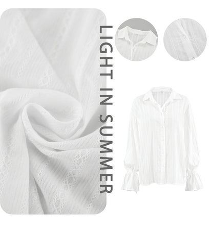 Ambre | Blouse Boutonnée à Manches à Nouer Rayée