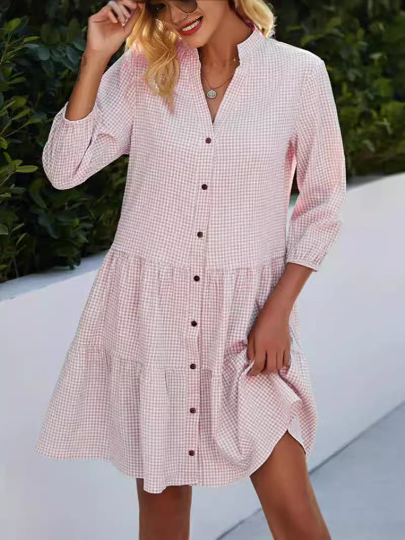Emy - Ruitpatroon Cardigan Jurk