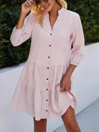 Emy - Ruitpatroon Cardigan Jurk