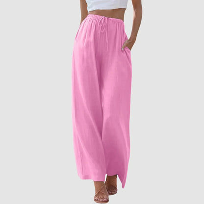 Clémence | Pantalon confort à jambe large et taille haute