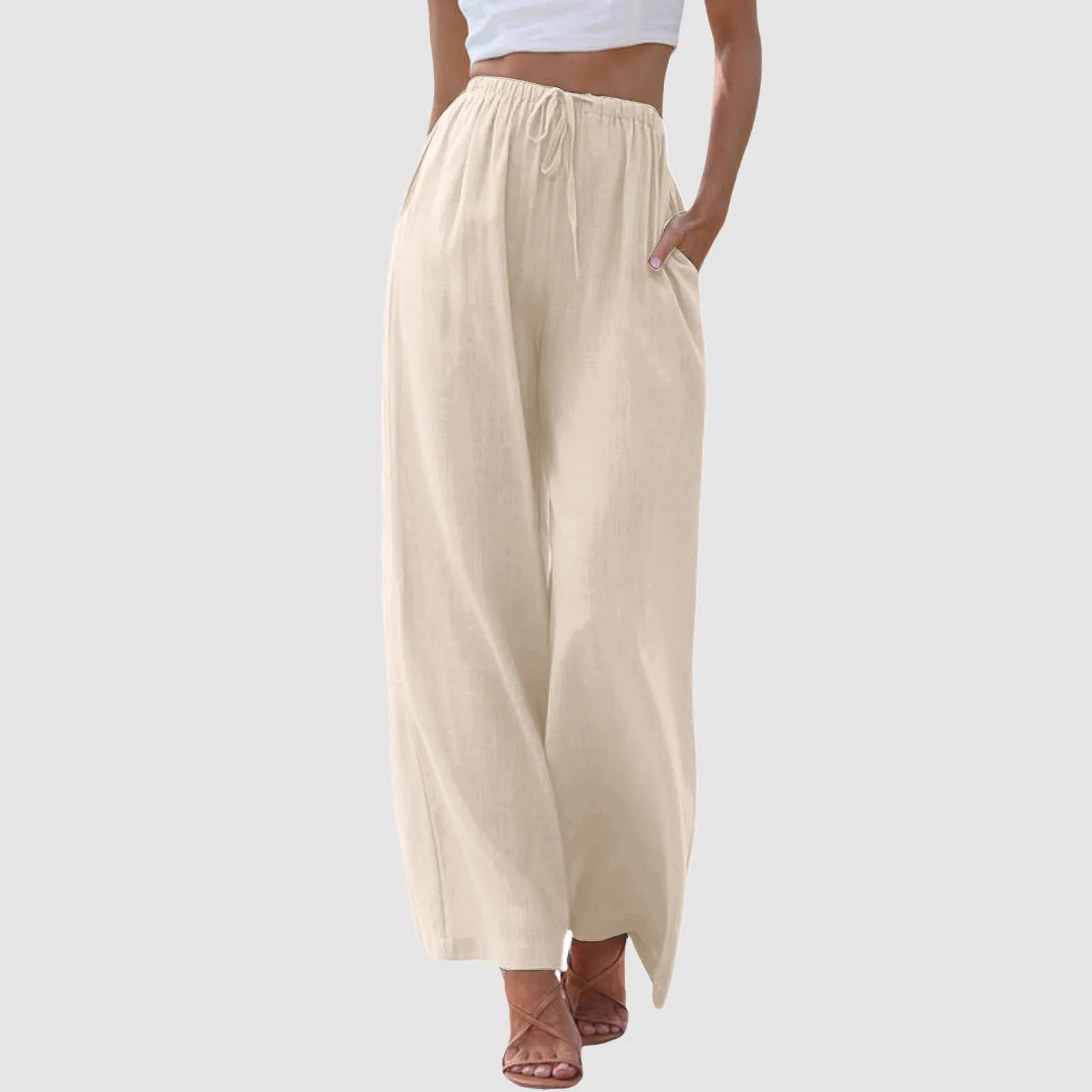 Clémence | Pantalon confort à jambe large et taille haute