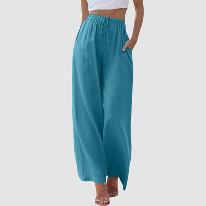 Clémence | Pantalon confort à jambe large et taille haute