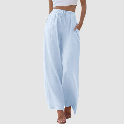 Clémence | Pantalon confort à jambe large et taille haute