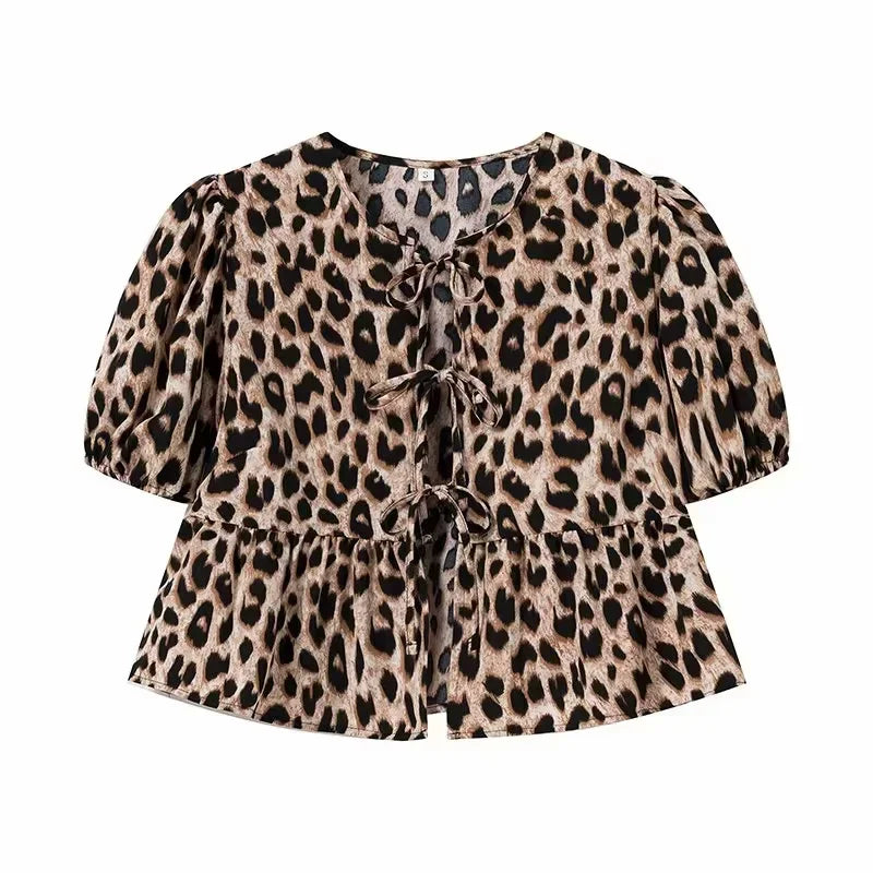 Georgette | Blouse Peplum Élégante à Nœud Avant