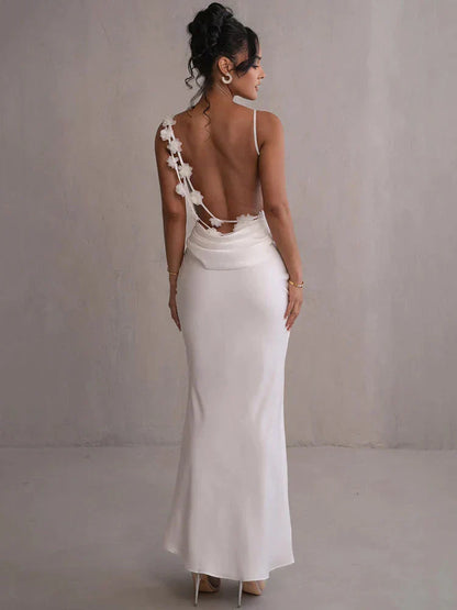 Cassiane - Robe en Satin à Fleurs