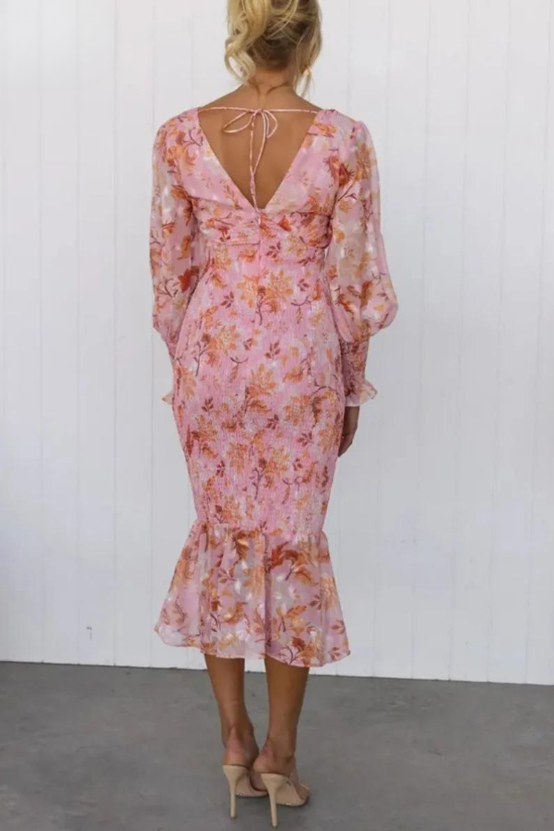Megan - Midi-jurk met bloemenpatroon