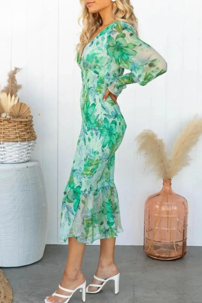 Megan - Midi-jurk met bloemenpatroon