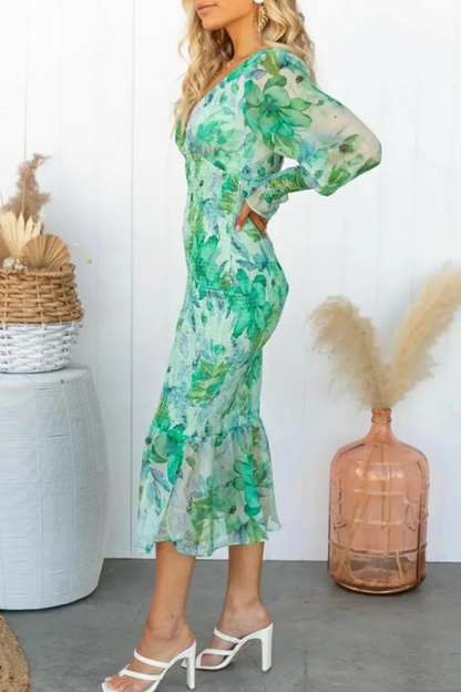 Megan - Midi-jurk met bloemenpatroon