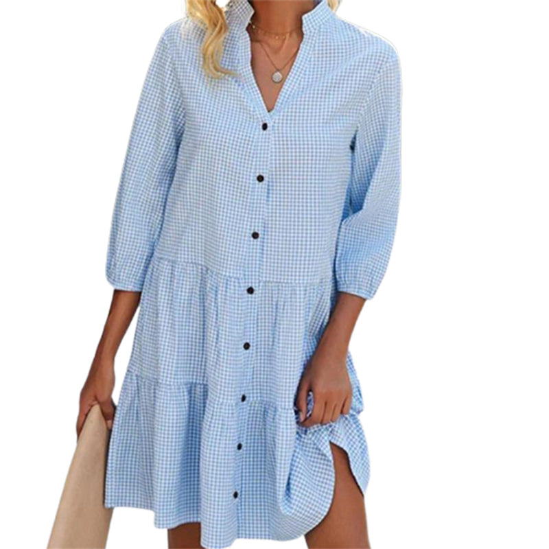 Emy - Ruitpatroon Cardigan Jurk